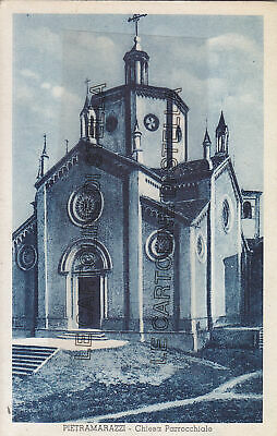 Cartolina-Alessandria-Pietra-Marazzi-Chiesa-Parrocchiale-Vg-1937